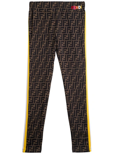 Shop Fendi Kids Ff Printed Leggings In Multi