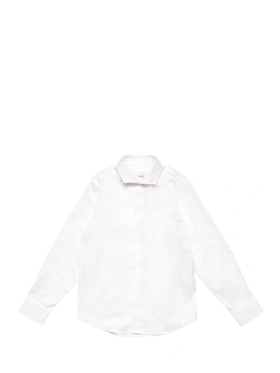 Shop Fendi Kids Logo Embroidered Shirt In White