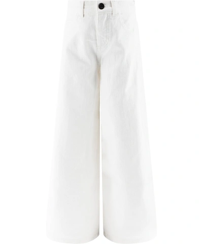 Shop Fendi Kids Wide Leg Jeans In White