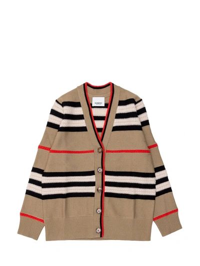 Shop Burberry Kids Icon Striped Cardigan In Multi