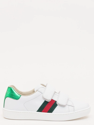 Shop Gucci Kids Ace Sneakers In White