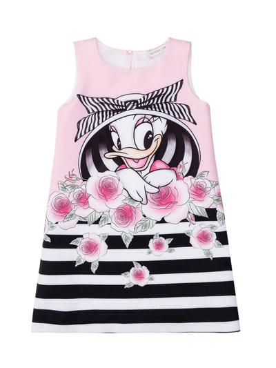 Shop Monnalisa Daisy Duck Print Dress In Pink