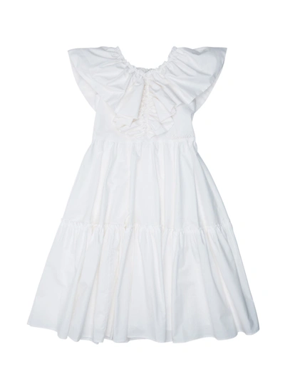 Shop Monnalisa Ruffled Shift Dress In White