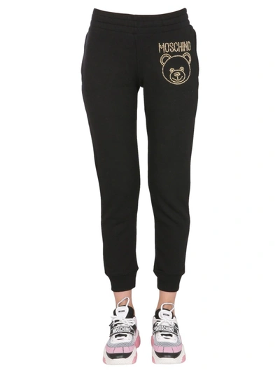 Shop Moschino Jogging Pants With Logo In Black