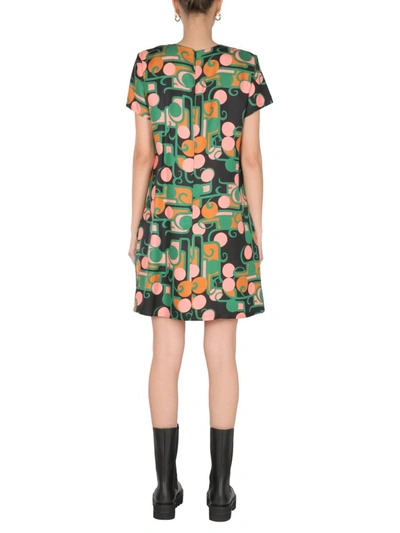 Shop La Doublej Mini Flared Dress With Deco Print In Multicolour
