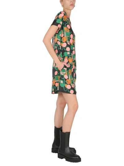 Shop La Doublej Mini Flared Dress With Deco Print In Multicolour