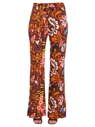 Shop La Doublej Pants With Selva Print In Multicolour