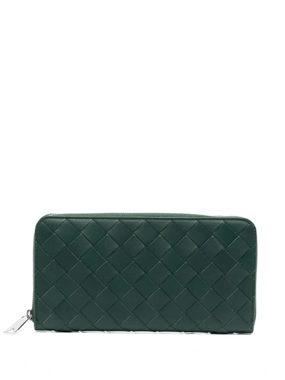 Shop Bottega Veneta Intrecciato Woven-style Wallet In 绿色