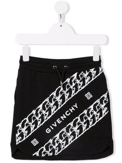 Shop Givenchy Chain-print Jersey Skirt In 黑色