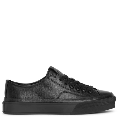 Shop Givenchy City  Black Leather Sneakers