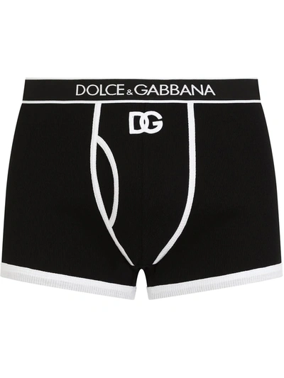 Shop Dolce & Gabbana Dg-logo Ribbed Boxer Briefs In Black