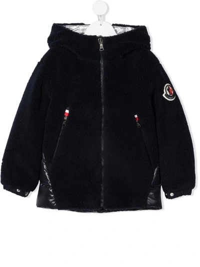 Shop Moncler Gizem Fleece Hooded Jacket In Blue