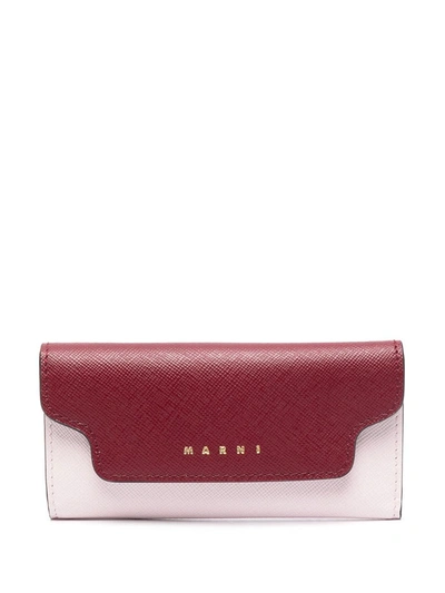 Shop Marni Leather Keyholder Wallet In Rosa