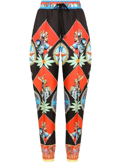 Dolce & Gabbana Carretto-print Twill Jogging Pants In Schwarz