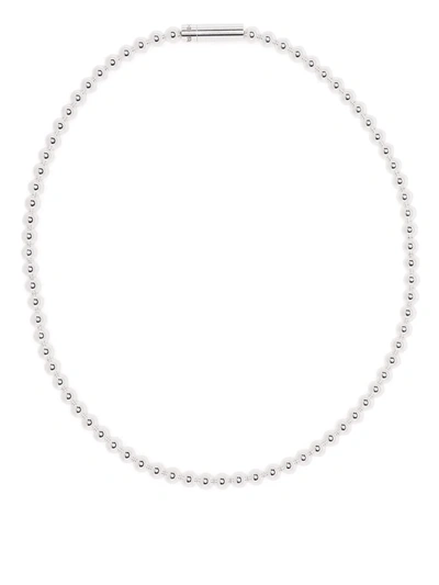 Shop Le Gramme 51g Polished Beaded Necklace In Silber