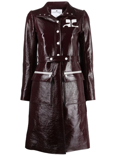 Courrèges Logo-patch Trench Coat In Violett