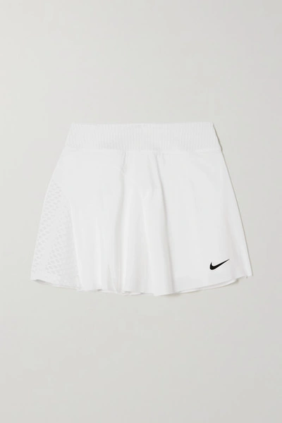 Shop Nike Advantage Slam Mesh-paneled Dri-fit Tennis Skirt In White
