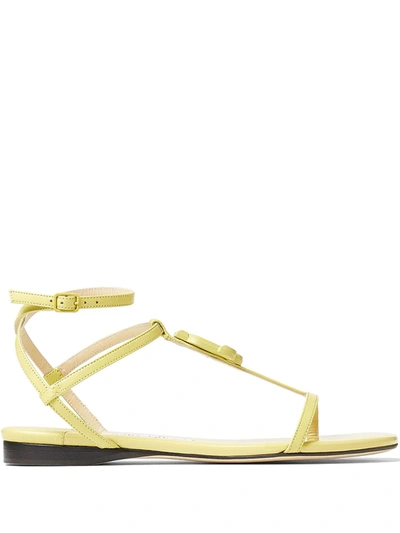 Shop Jimmy Choo Alodie Logo-plaque Sandals In Yellow