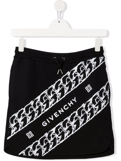 Shop Givenchy Chain-print Skirt In Black