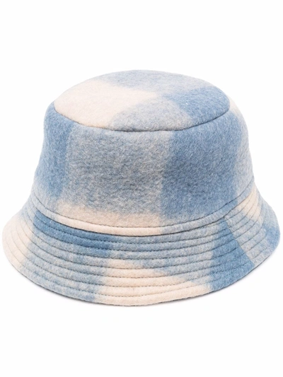 Shop Isabel Marant Check-print Bucket Hat In Blue