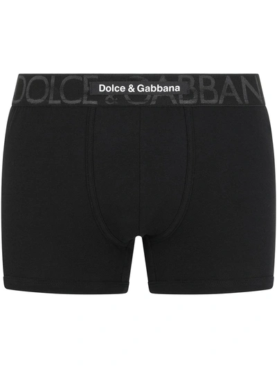 Shop Dolce & Gabbana Logo-waistband Boxers In Black