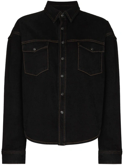 Shop Wardrobe.nyc Oversized Denim Button Jacket In Black