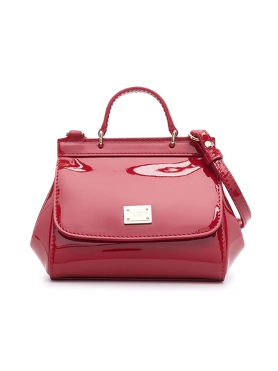 Shop Dolce & Gabbana Mini Sicily Patent Leather Top-handle Bag In Rot