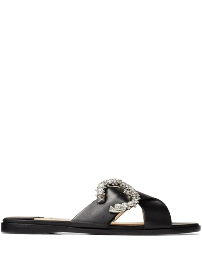 Shop Jimmy Choo Marle Crystal Buckle Sandals In 黑色