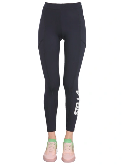 Shop Stella Mccartney Leggings With Scuba Logo In Blue