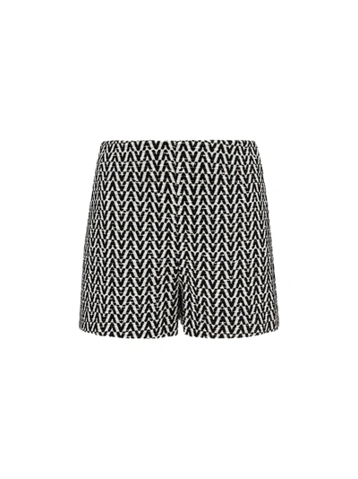 Shop Valentino Bermuda Shorts In Nero/bianco