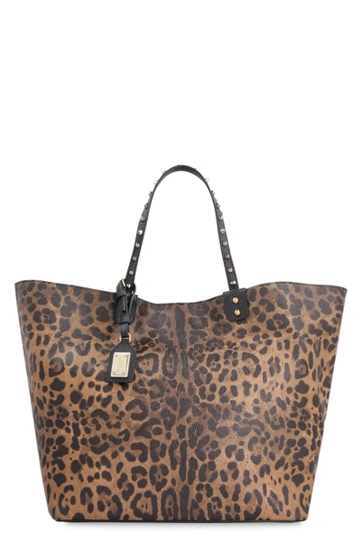Shop Dolce & Gabbana Beatrice Printed Leather Bag In Animalier
