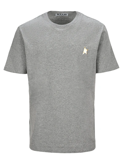 Shop Golden Goose Melange Gray Star Collection T-shirt With Gold Star On The Front In Grey Melange