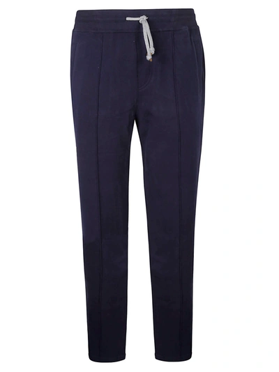 Shop Brunello Cucinelli Drawstring Waist Trousers In Blu