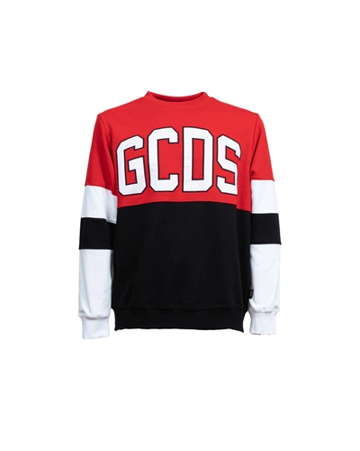 Shop Gcds Two-tone Crewneck Sweatshirt In Rosso