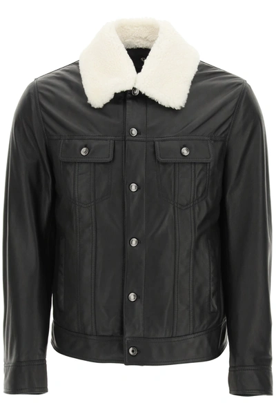 Shop Dolce & Gabbana Lambskin Aviator Jacket In Nero (black)