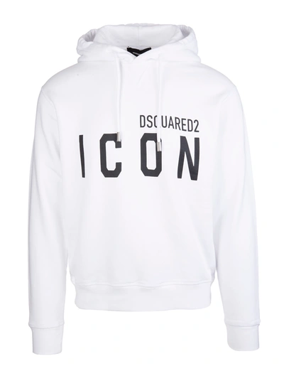 Shop Dsquared2 Man White Icon Hoodie In Bianco