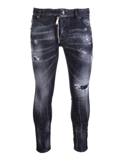 Dsquared2 Black Ripped Knee Wash Skater Jeans | ModeSens