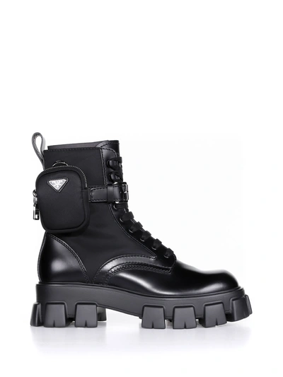 Shop Prada Boot In Black Leather In Nero