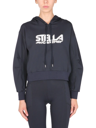Shop Stella Mccartney Scuba Sweatshirt With Logo In Blu