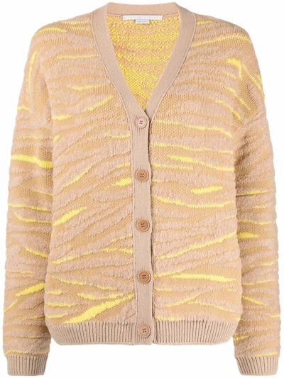 Stella Mccartney Women's Oversized Animal-patterned Wool-blend Cardigan In Nude
