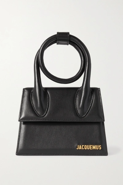 Shop Jacquemus Le Chiquito Noeud Small Leather Shoulder Bag In Black