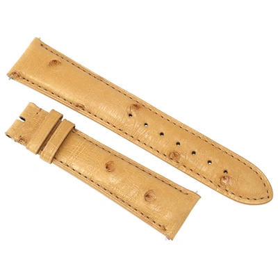 Shop Hadley Roma 21 Mm Matte Light Camel Ostrich Leather Strap In Brown,yellow