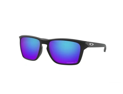 Shop Oakley Prizm Blue Rectangular Sunglasses Oo9448-944812-57 In Black,blue