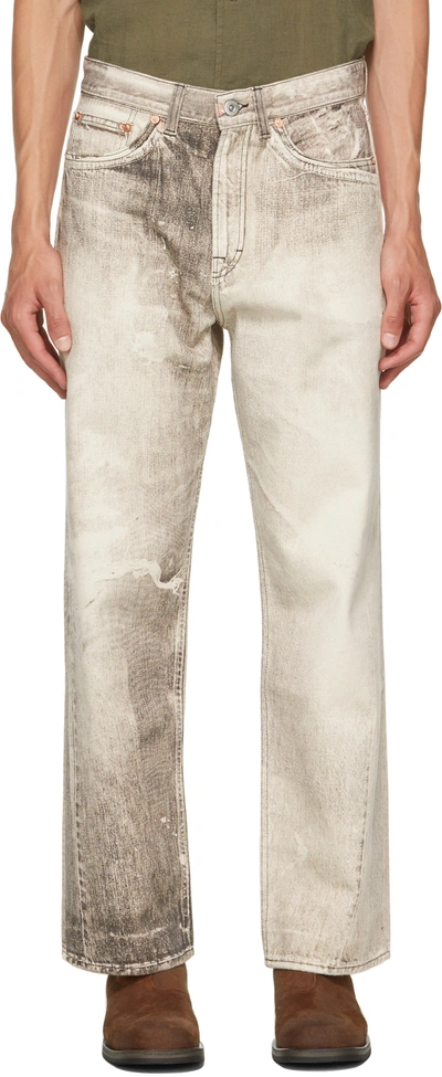 Third Cut Digital Print Ink Black Jeans In Grey
