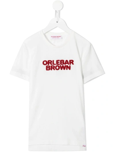Shop Orlebar Brown Flocked Logo T-shirt In White