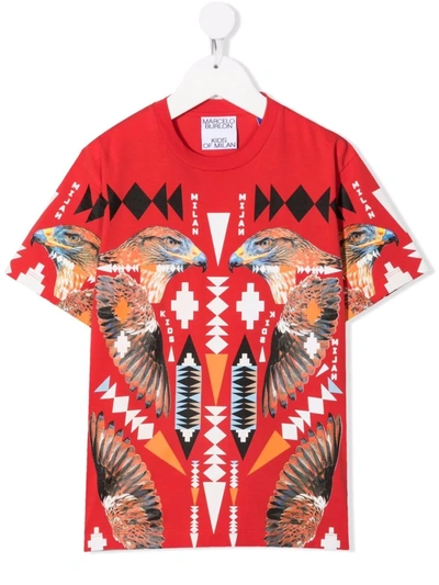 Shop Marcelo Burlon County Of Milan Cross Falco Cotton T-shirt In Red