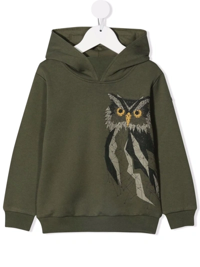 Shop Il Gufo Owl Print Hoodie In Green