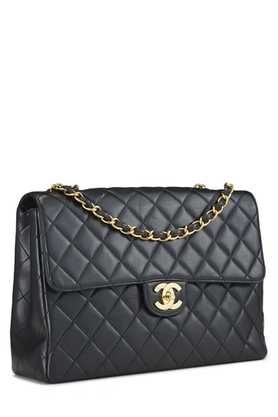 Pre-owned Chanel Black Quilted Lambskin Half Flap Jumbo