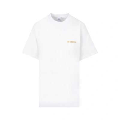 Shop Vetements Vetemets Cotton Logo T-shirt Tshirt In White