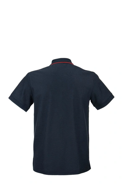 Shop Burberry Walton - Icon Stripe Placket Cotton Piqué Polo Shirt In Navy Blue